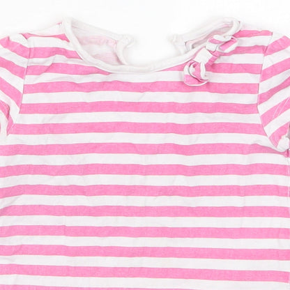 Matalan Girls Pink Striped Cotton Skater Dress  Size 9-12 Months  Crew Neck Pullover
