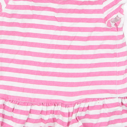Matalan Girls Pink Striped Cotton Skater Dress  Size 9-12 Months  Crew Neck Pullover
