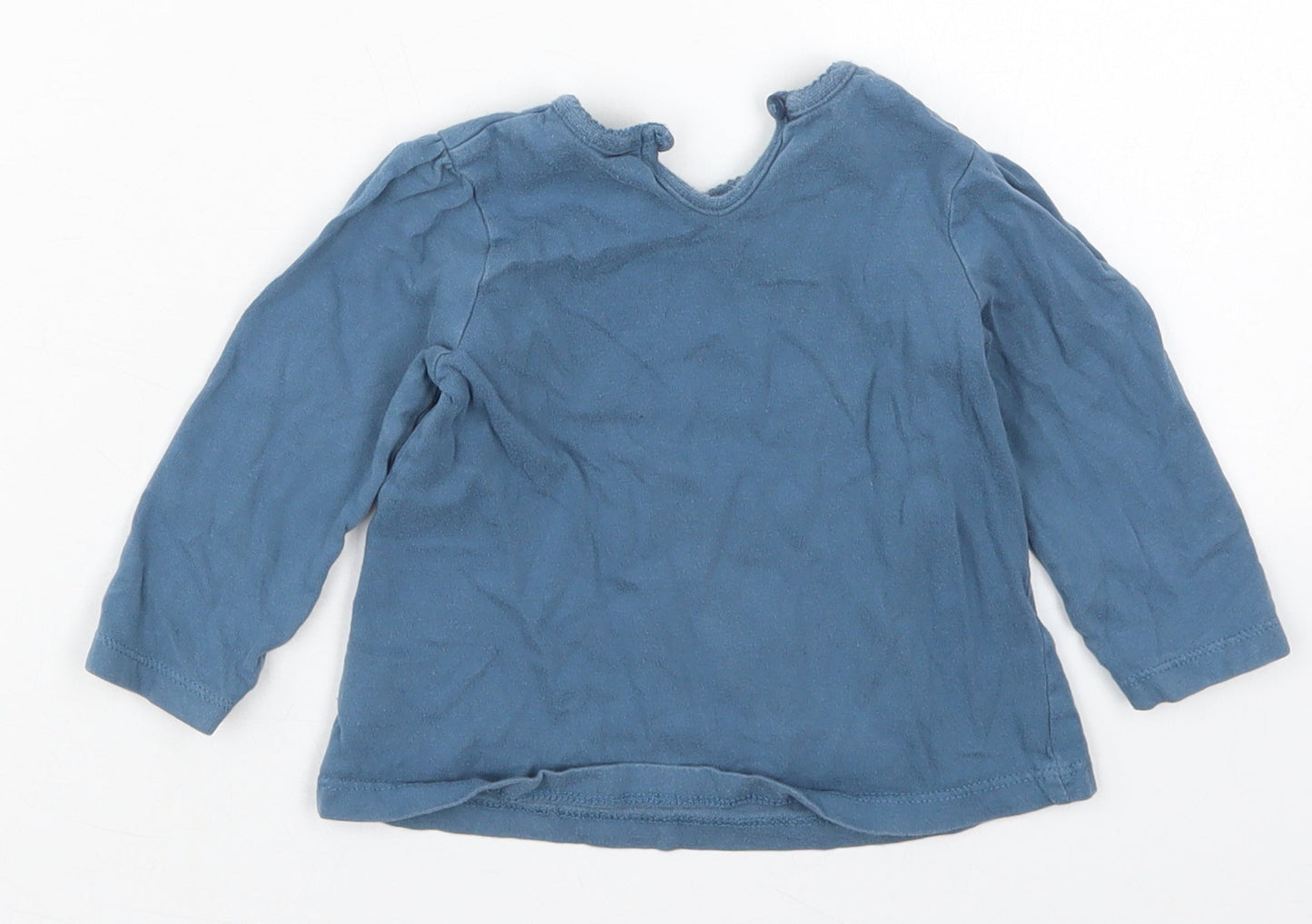 George Girls Blue  Cotton Basic T-Shirt Size 9-12 Months Crew Neck Pullover
