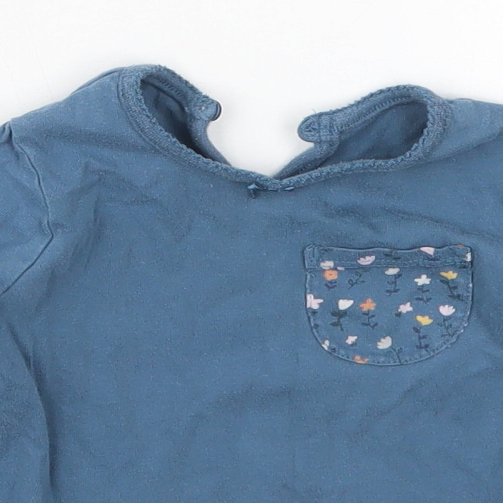 George Girls Blue  Cotton Basic T-Shirt Size 9-12 Months Crew Neck Pullover