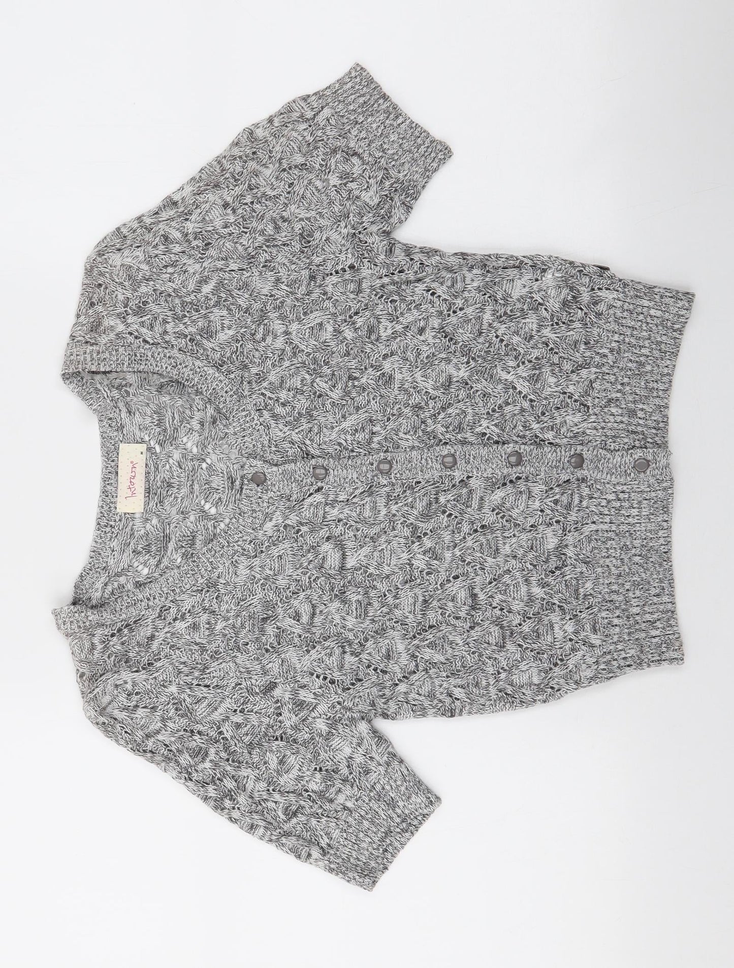 Intown Womens Grey Round Neck  100% Cotton Cardigan Jumper Size M