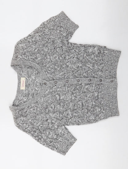 Intown Womens Grey Round Neck  100% Cotton Cardigan Jumper Size M