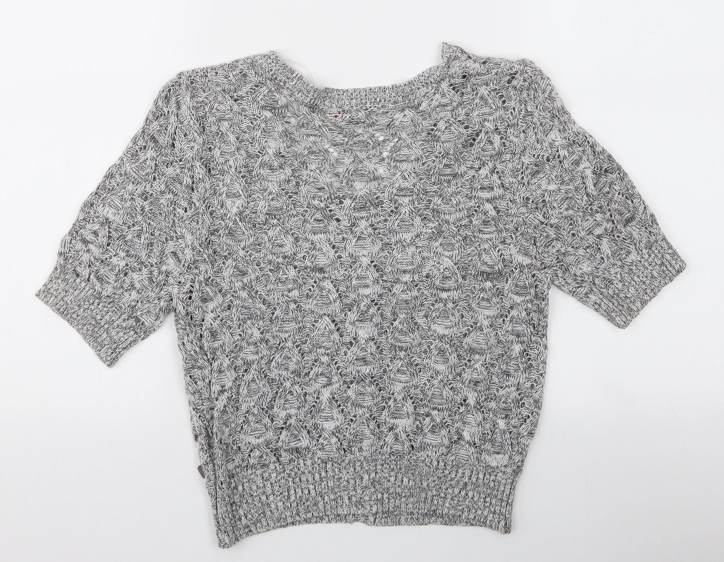 Intown Womens Grey Round Neck  100% Cotton Cardigan Jumper Size M