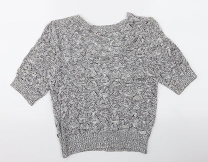 Intown Womens Grey Round Neck  100% Cotton Cardigan Jumper Size M