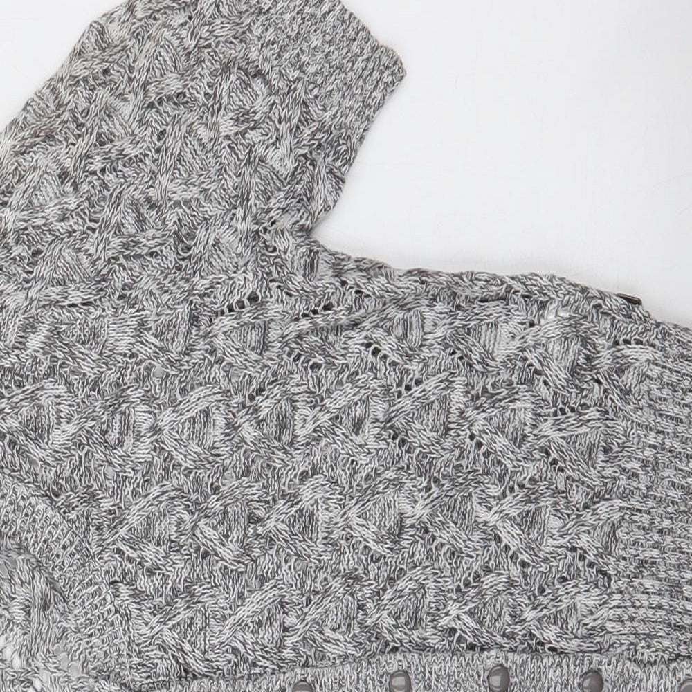 Intown Womens Grey Round Neck  100% Cotton Cardigan Jumper Size M
