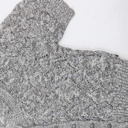 Intown Womens Grey Round Neck  100% Cotton Cardigan Jumper Size M
