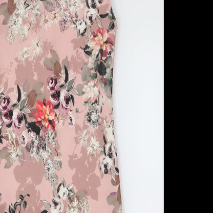 Boohoo Womens Pink Floral Polyester Pencil Dress  Size M  Off the Shoulder Pullover