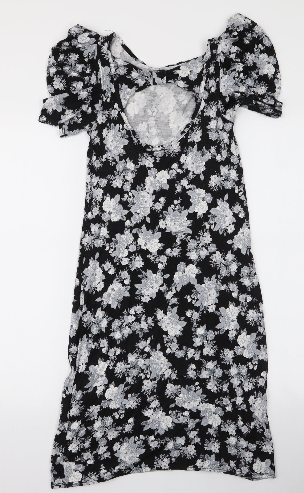Dorothy Perkins Womens Black Floral Viscose A-Line  Size 8  Round Neck Pullover