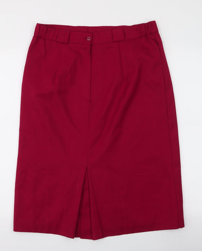 Jacwin Womens Red  Polyester Straight & Pencil Skirt Size 32 in   Zip