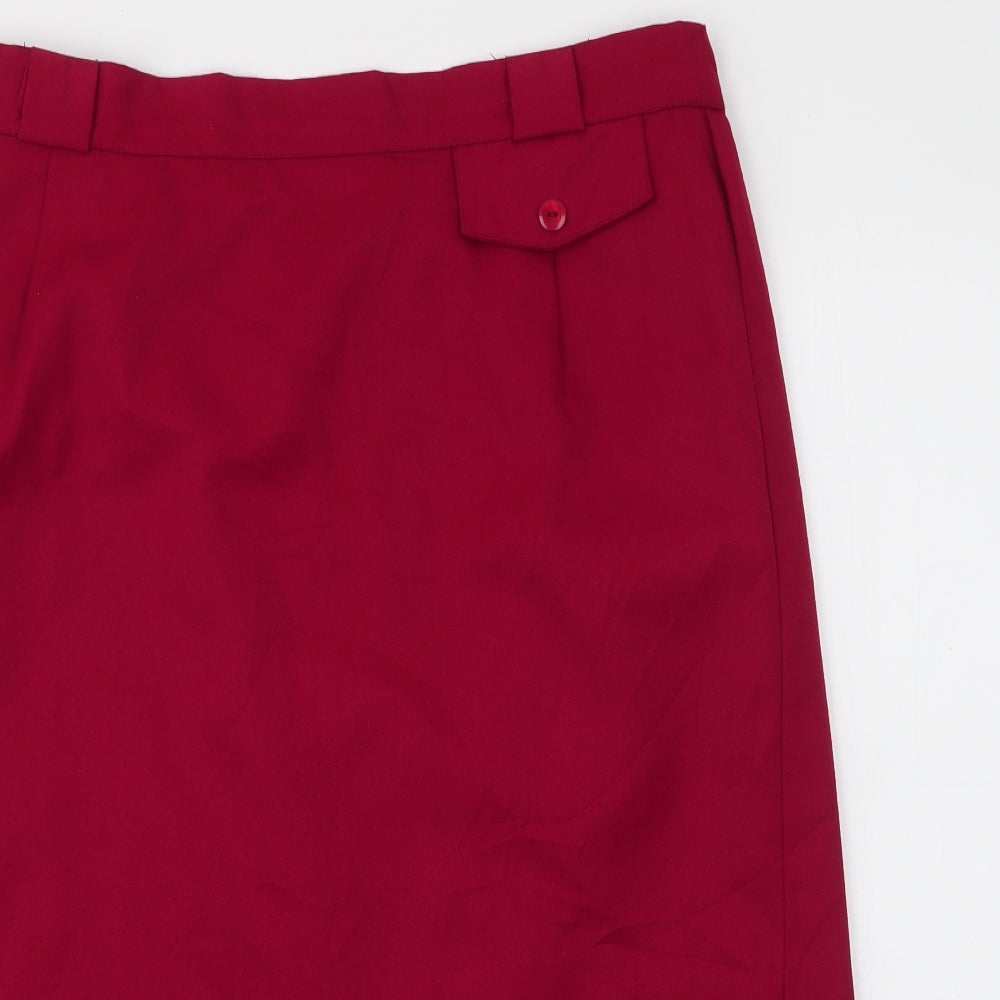 Jacwin Womens Red  Polyester Straight & Pencil Skirt Size 32 in   Zip