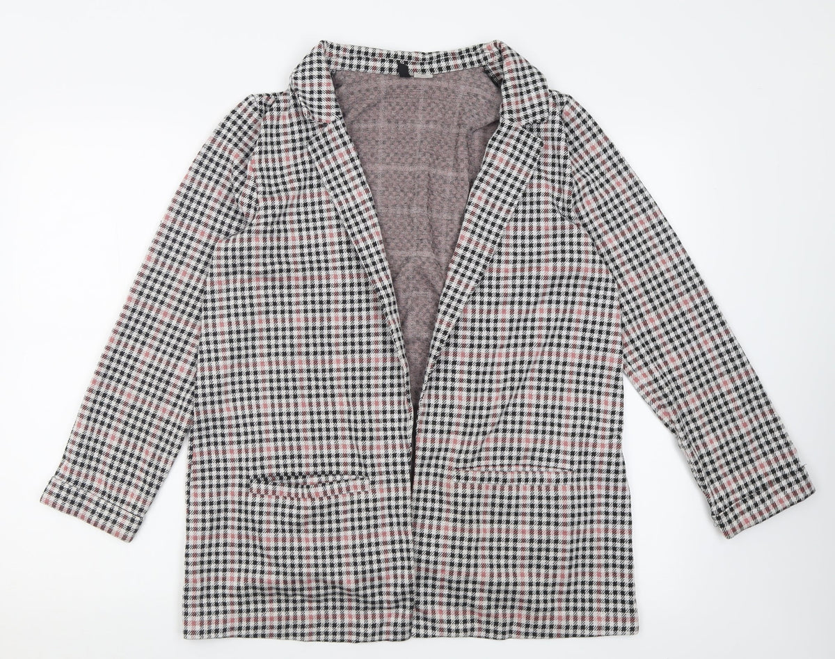 Additional front view of h^m women’s grey plaid jacket blazer, size S