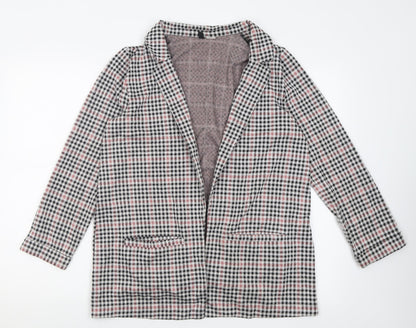 Additional front view of h^m women’s grey plaid jacket blazer, size S