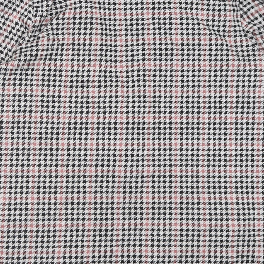 Brand and care label for h^m women’s grey plaid jacket blazer, size S