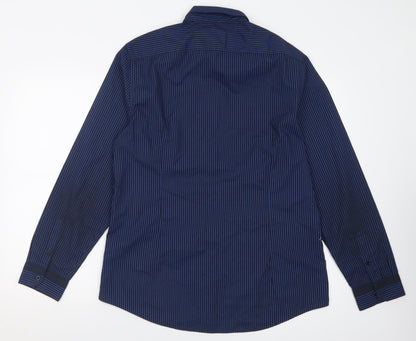 Mens UK Size L River Island Blue  Button-Up Long Sleeve Casual Shirt