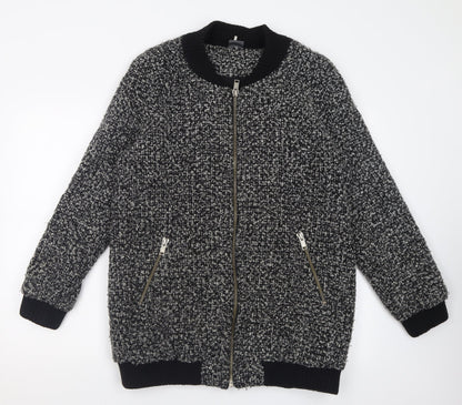 Additional front view of Sparkle & Fade women’s grey geometric jacket, size L, zip