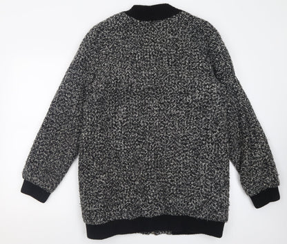 Back view of Sparkle & Fade women’s grey geometric jacket, size L, zip