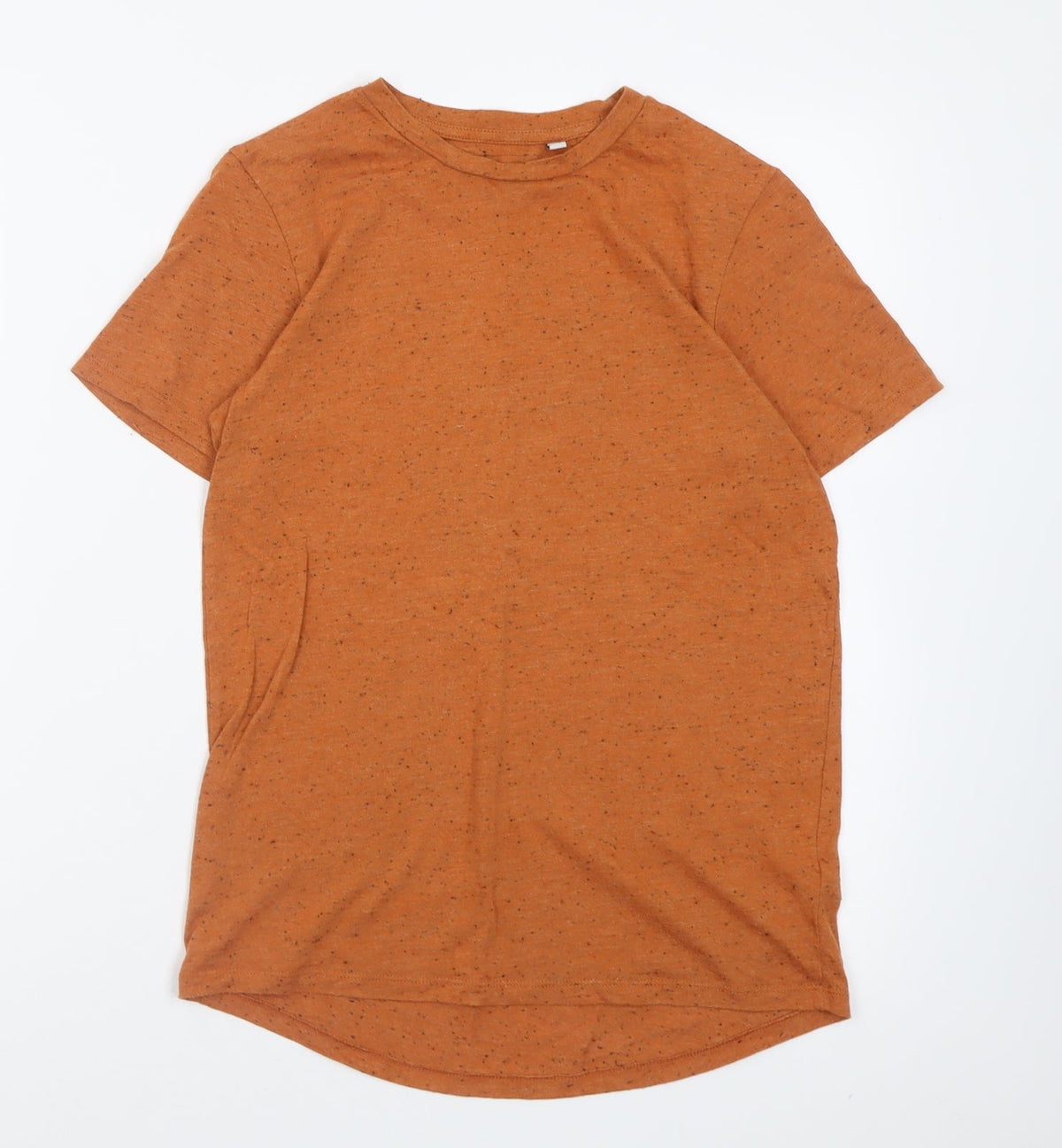 Additional front view of F&F boys’ orange polyester basic t-shirt, size 11, years crew neck pullover - flecked