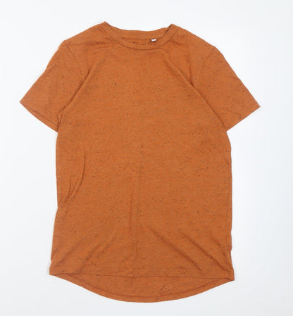 Additional front view of F&F boys’ orange polyester basic t-shirt, size 11, years crew neck pullover - flecked