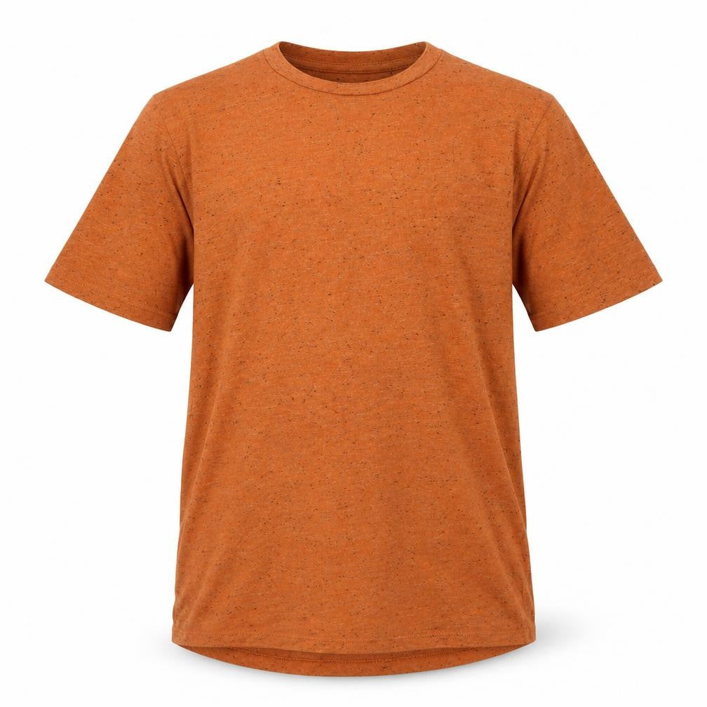 Front view of F&F boys’ orange polyester basic t-shirt, size 11, years crew neck pullover - flecked