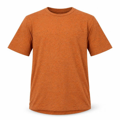 Front view of F&F boys’ orange polyester basic t-shirt, size 11, years crew neck pullover - flecked