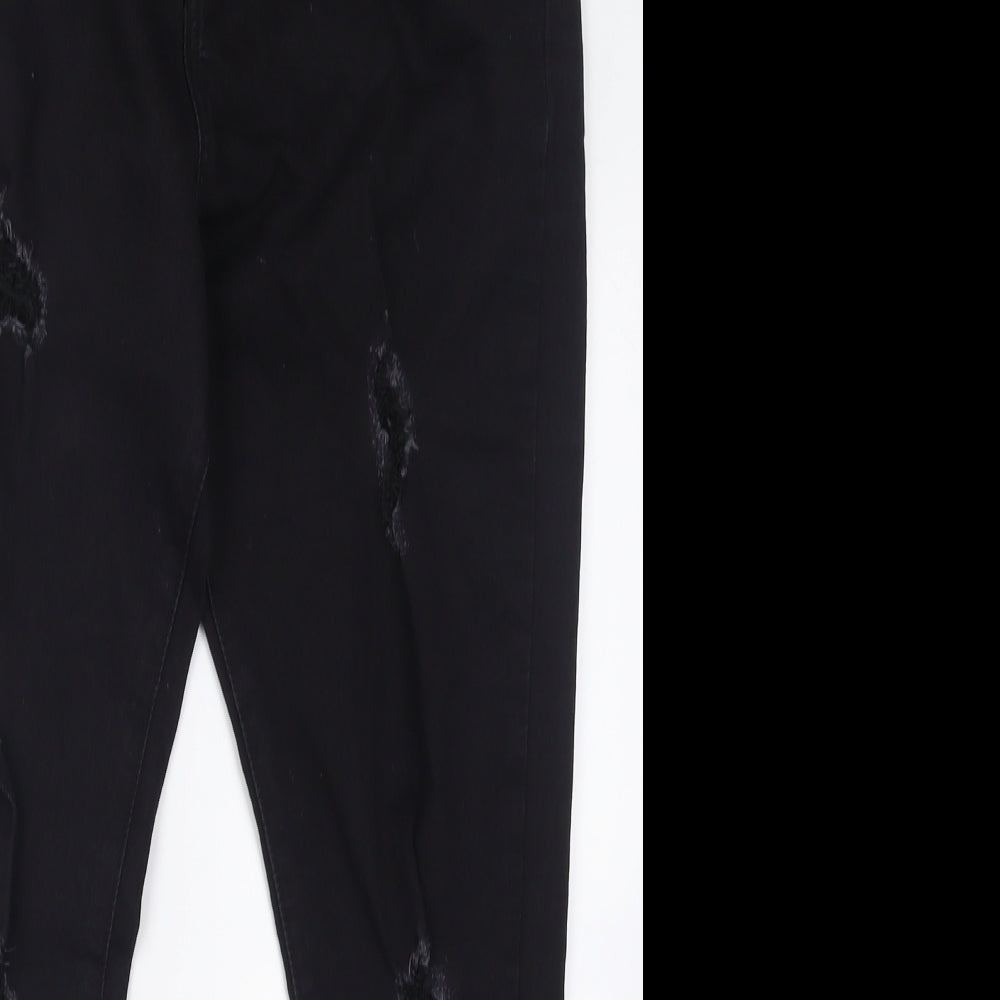 Boohoo Womens Black  Cotton Skinny Jeans Size 14 L27 in Regular Button