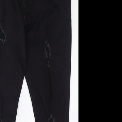 Boohoo Womens Black  Cotton Skinny Jeans Size 14 L27 in Regular Button