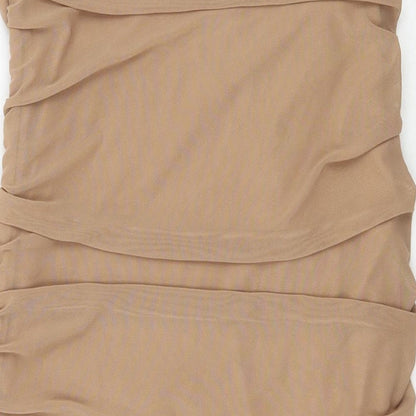 Pink vanilla Womens Beige  Polyester Mini  Size 10  Off the Shoulder Tie