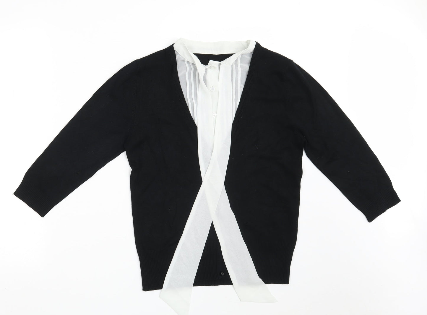 Womens UK Size 12 Preworn Black Cardigan Jumper