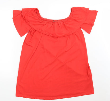 Womens UK Size 12 New Look Red Basic Blouse