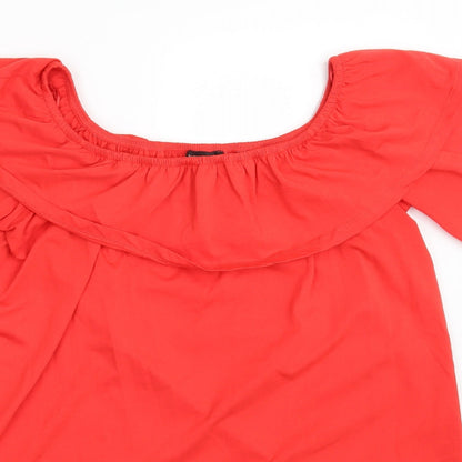 Womens UK Size 12 New Look Red Basic Blouse
