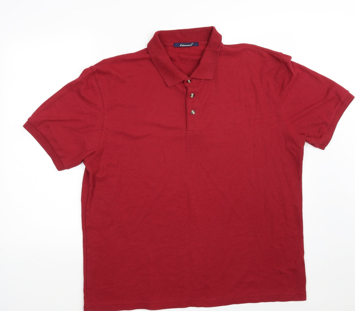 Leisurewear Mens Red  Polyester  Polo Size XL Collared Button