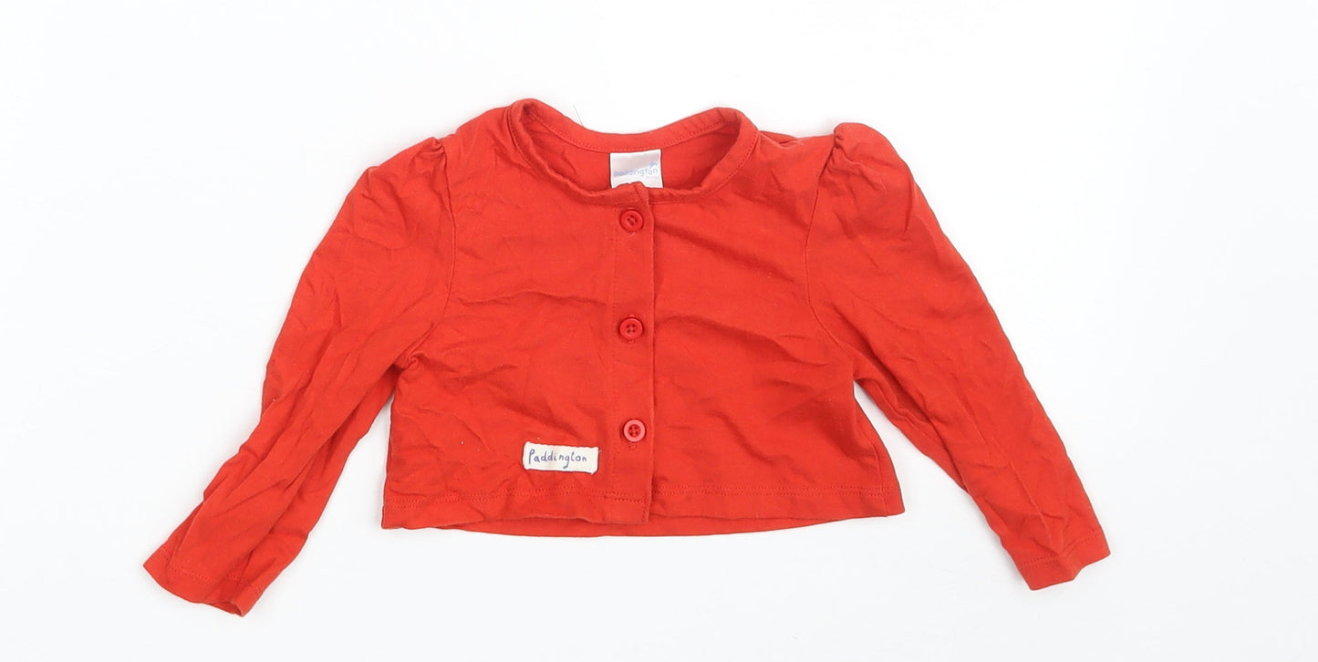 Matalan Girls Red  100% Cotton Cardigan Jumper One Size  Button