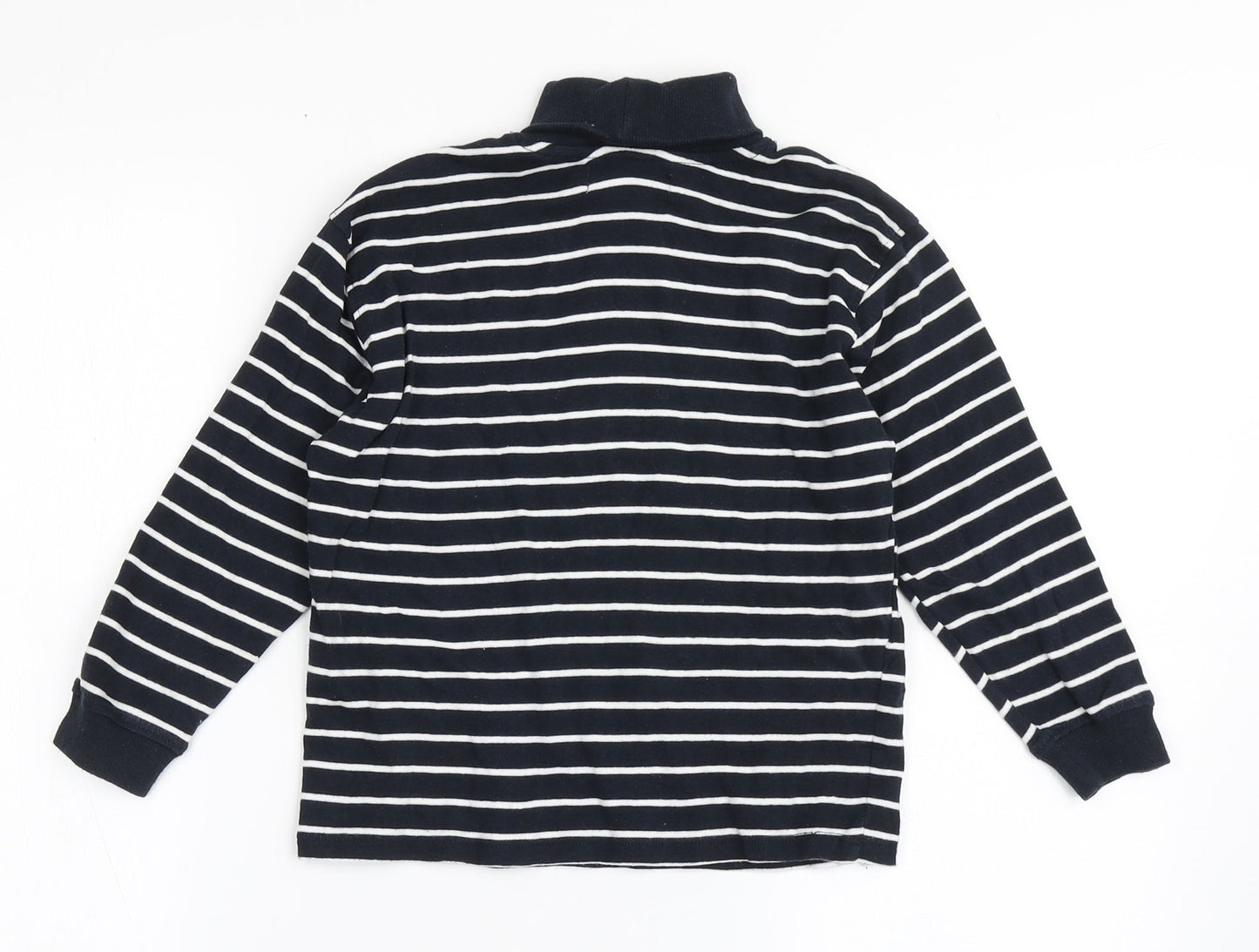 Zara Girls Blue Striped Cotton Basic T-Shirt Size 6 Years Roll Neck Pullover