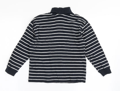 Zara Girls Blue Striped Cotton Basic T-Shirt Size 6 Years Roll Neck Pullover