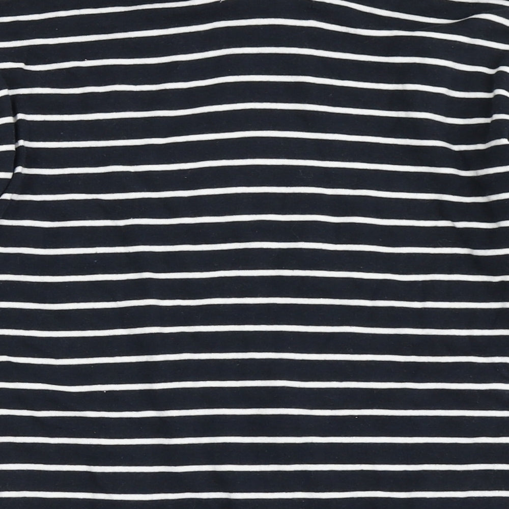 Zara Girls Blue Striped Cotton Basic T-Shirt Size 6 Years Roll Neck Pullover