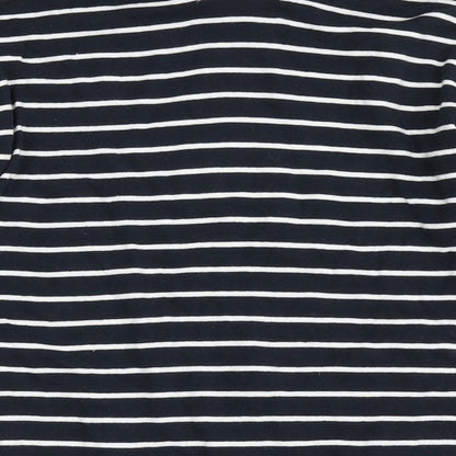Zara Girls Blue Striped Cotton Basic T-Shirt Size 6 Years Roll Neck Pullover