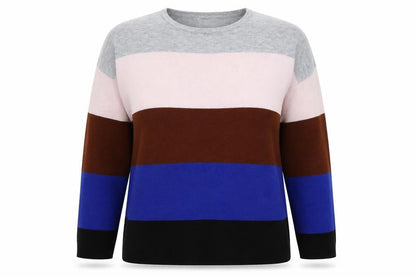 Warehouse Womens Multicoloured Round Neck Striped Polyester Pullover Jumper Size 12