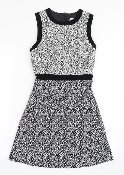 Miss Selfridge Womens Black  Polyester A-Line  Size 6  Roll Neck Zip