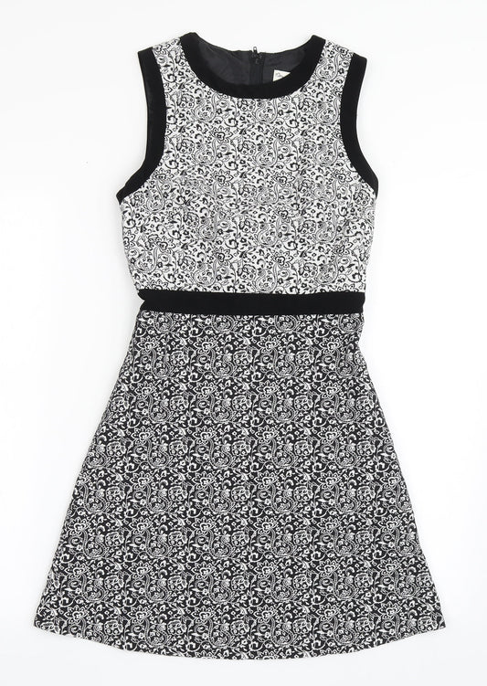 Miss Selfridge Womens Black  Polyester A-Line  Size 6  Roll Neck Zip