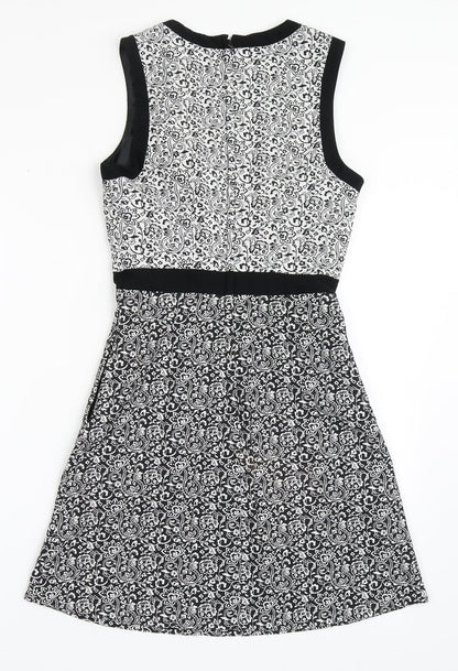 Miss Selfridge Womens Black  Polyester A-Line  Size 6  Roll Neck Zip