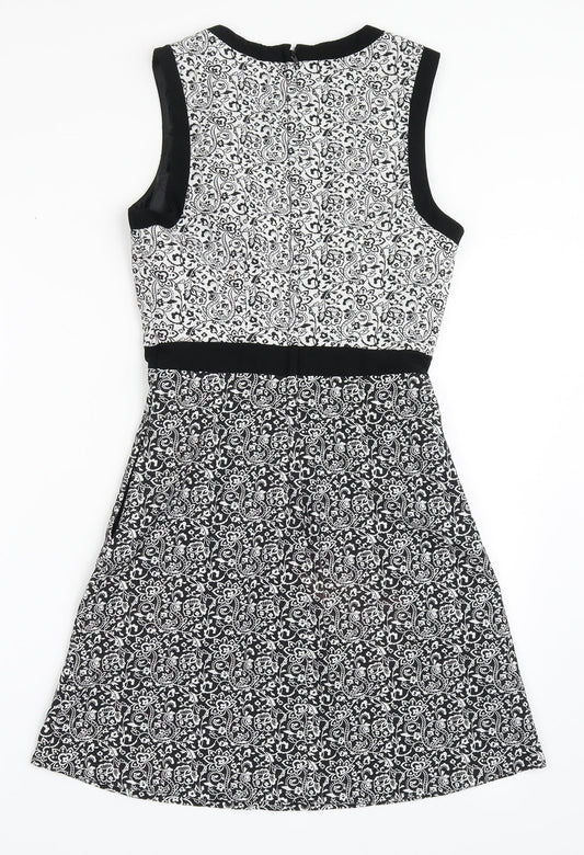 Miss Selfridge Womens Black  Polyester A-Line  Size 6  Roll Neck Zip