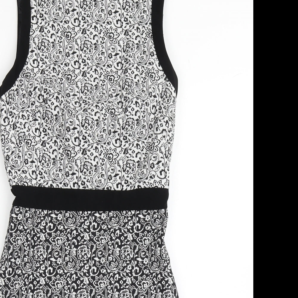 Miss Selfridge Womens Black  Polyester A-Line  Size 6  Roll Neck Zip