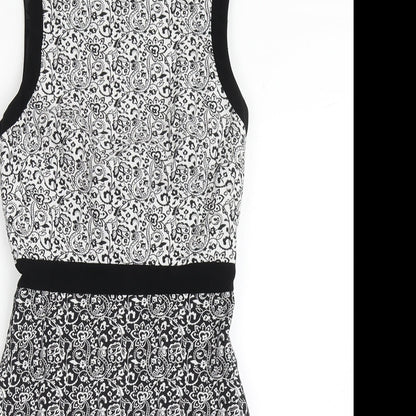 Miss Selfridge Womens Black  Polyester A-Line  Size 6  Roll Neck Zip