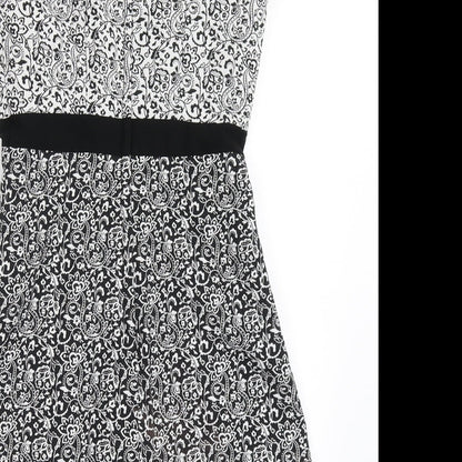 Miss Selfridge Womens Black  Polyester A-Line  Size 6  Roll Neck Zip