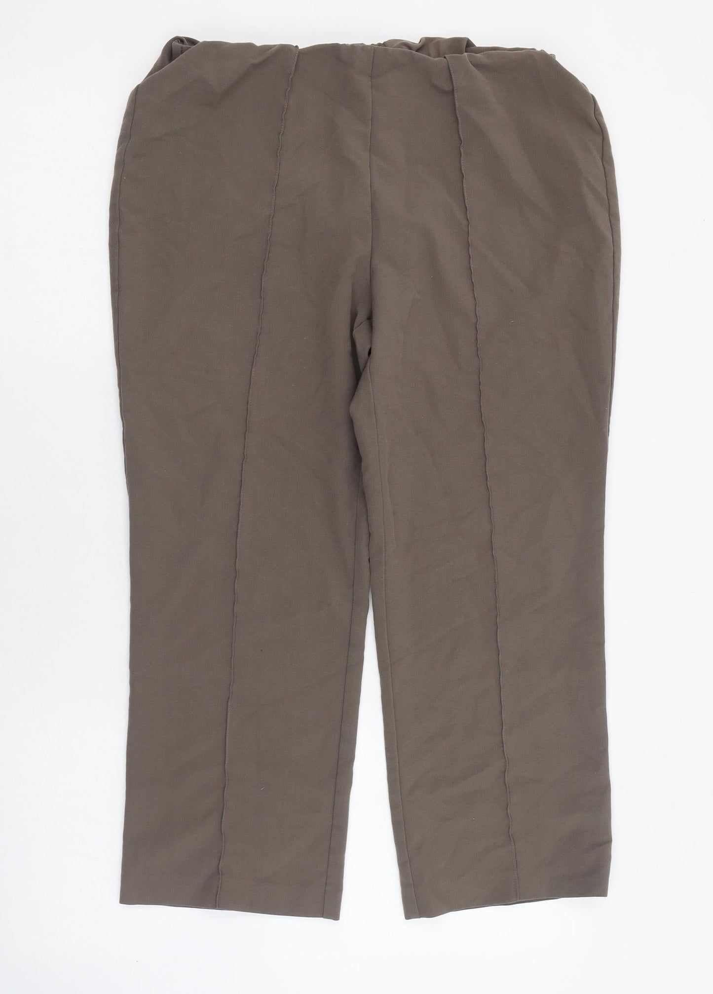 Bonmarché Womens Brown  Polyester Cropped Trousers Size 12 L24 in Regular