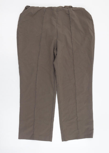 Bonmarché Womens Brown  Polyester Cropped Trousers Size 12 L24 in Regular