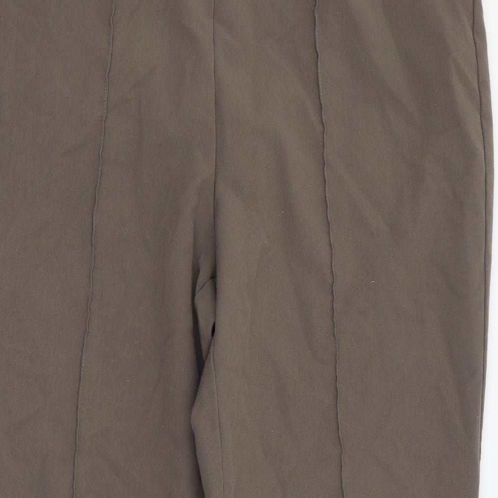 Bonmarché Womens Brown  Polyester Cropped Trousers Size 12 L24 in Regular