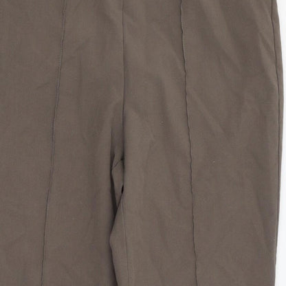 Bonmarché Womens Brown  Polyester Cropped Trousers Size 12 L24 in Regular