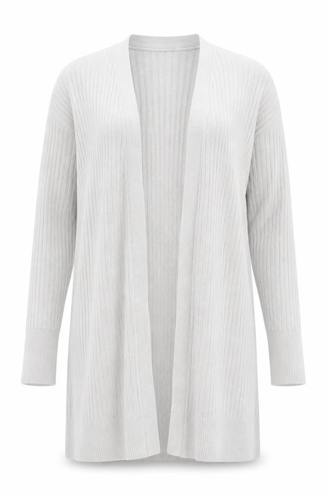Front view of Oasis women’s grey square neck viscose cardigan jumper, size XS