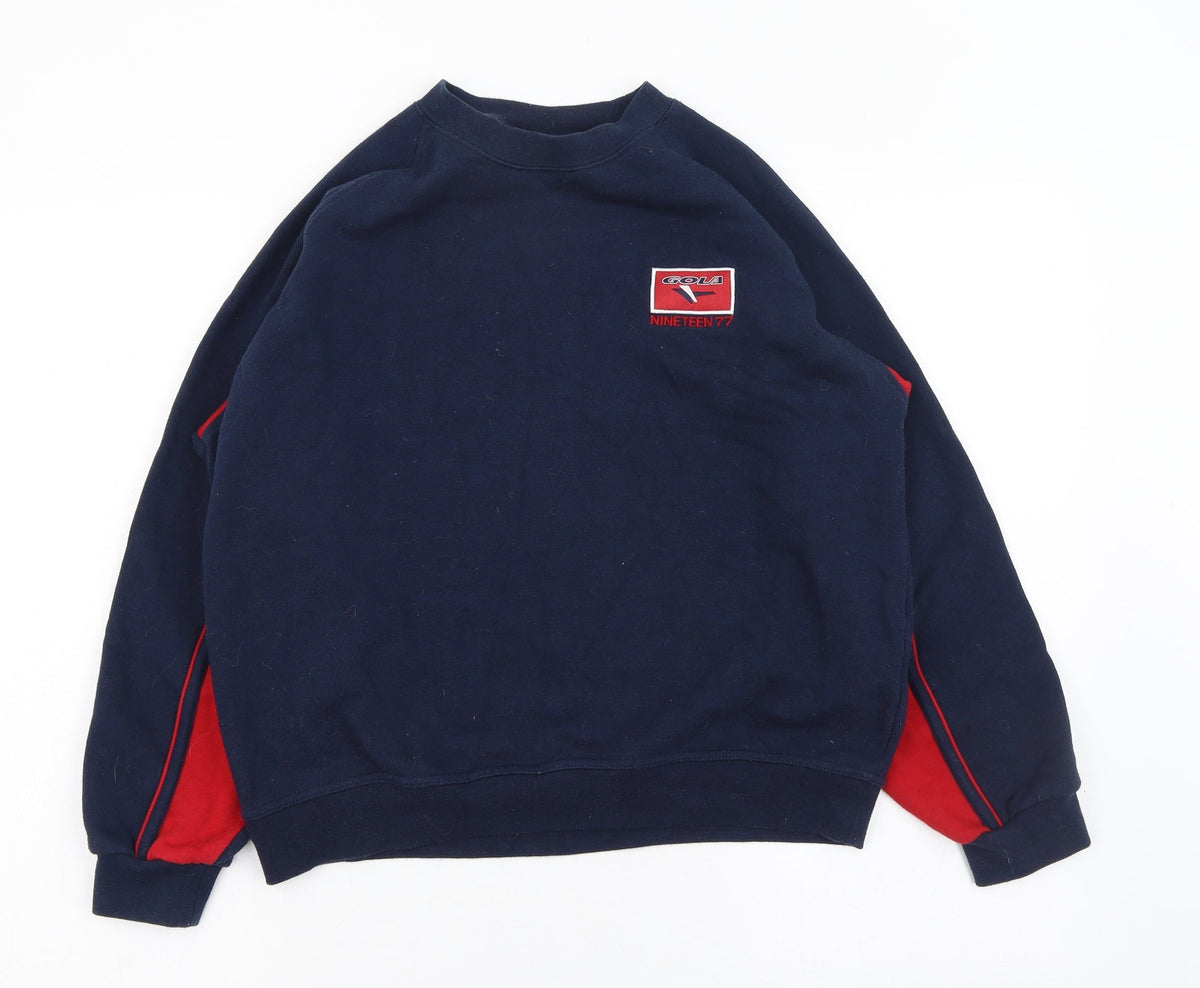 Front view of Gola boys’ blue polyester pullover sweatshirt, size 11-12, years pullover
